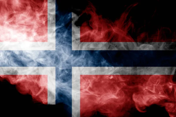 Bandera Nacional Noruega Humo Color Grueso Sobre Fondo Negro Aislado — Foto de Stock