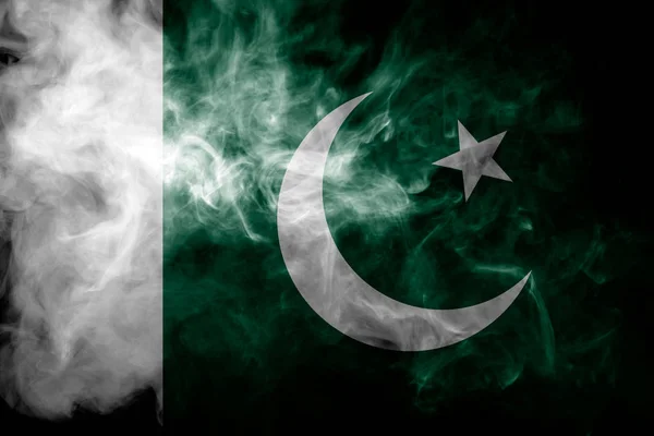 National Flag Pakistan Thick Colored Smoke Black Isolated Background — Stock Photo, Image