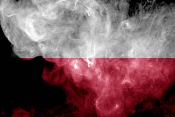 Національний Прапор Польщі Товстими Кольорові Диму Чорному Тлі Ізольовані — стокове фото