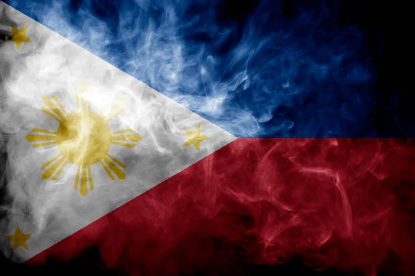 Nationale Vlag Van Filipijnen Van Dikke Gekleurde Rook Een Zwarte — Stockfoto