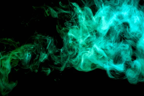 Dicker Grüner Bunter Rauch Auf Schwarzem Isolierten Hintergrund Hintergrund Aus — Stockfoto