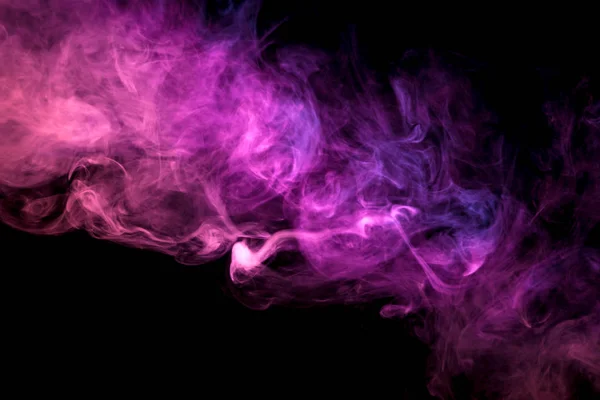Tlusté Modré Růžové Barevné Kouře Černém Pozadí Izolované Pozadí Kouře — Stock fotografie
