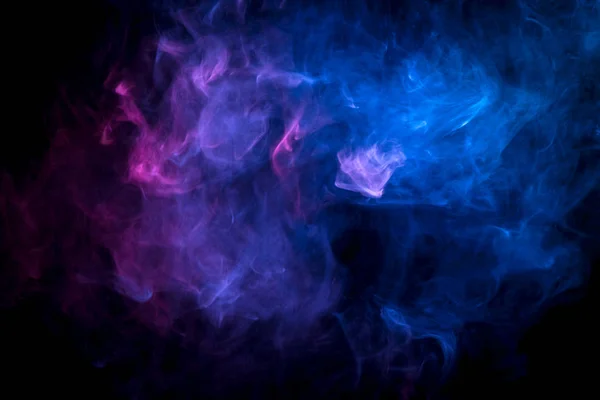 Толстый Синий Красочный Дым Черном Изолированном Фоне Фон Дыма Вап — стоковое фото