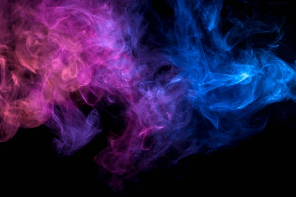 Grosso Rosa Azul Fumaça Colorida Fundo Isolado Preto Antecedentes Fumaça — Fotografia de Stock