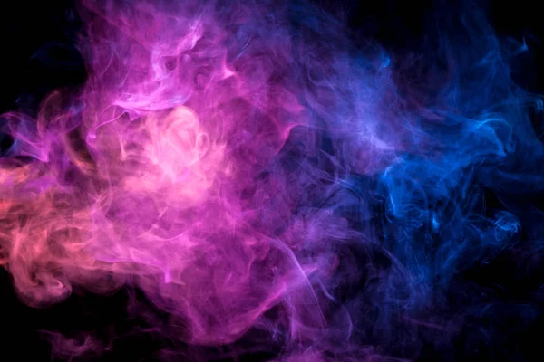 Thick Pink Blue Colorful Smoke Black Isolated Background Background Smoke — Stock Photo, Image