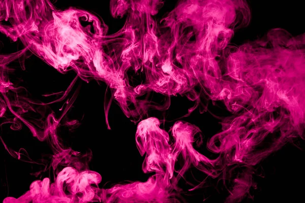 Густий Рожевий Різнокольоровий Дим Чорному Ізольованому Фоні — стокове фото