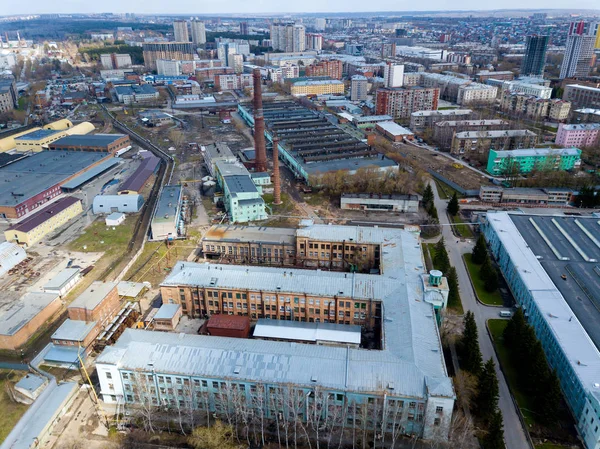 Aerial Photography Modern City High Rise Buildings Big Road Shops — Stock Photo, Image