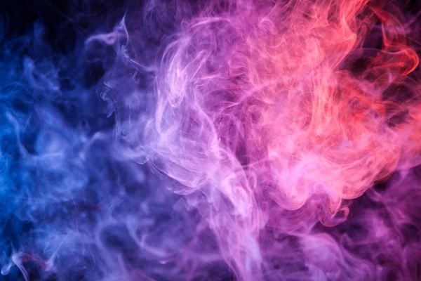 Színes Kék Rózsaszín Piros Füst Elszigetelt Fekete Háttéren Háttérben Füst — Stock Fotó