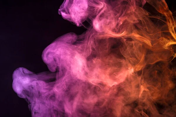 Sárga Rózsaszín Felhő Füst Fekete Háttér Elszigetelt Háttérben Füst Vap — Stock Fotó