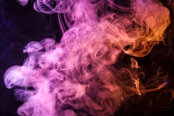 Humo Color Rosa Naranja Sobre Fondo Negro Aislado Antecedentes Del — Foto de Stock