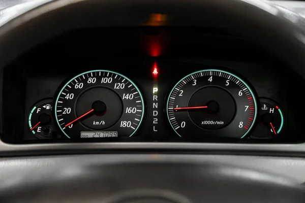 Novosibirsk Russia September 2019 Toyota Fielder Close Dashboard Speedometer Tachometer — Stock Photo, Image