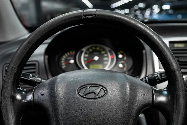 Novosibirsk Russia September 2019 Hyundai Tucson Black Luxury Car Interior — Stock Photo, Image