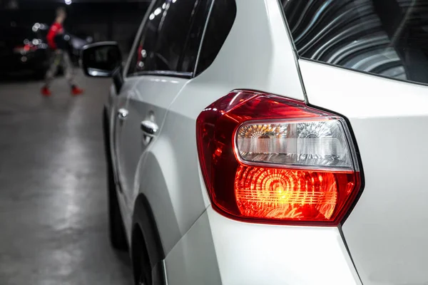 Macro View Modern White Car Xenon Lamp Taillight Bumper Rear — Stockfoto