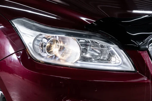 2019 Novosibirsk Russia Lifan X60 Close Details One Led Headlights — 스톡 사진