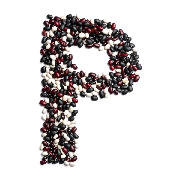 Letter English Alphabet Colorful Beans White Isolated Background Purple White — Stock Photo, Image