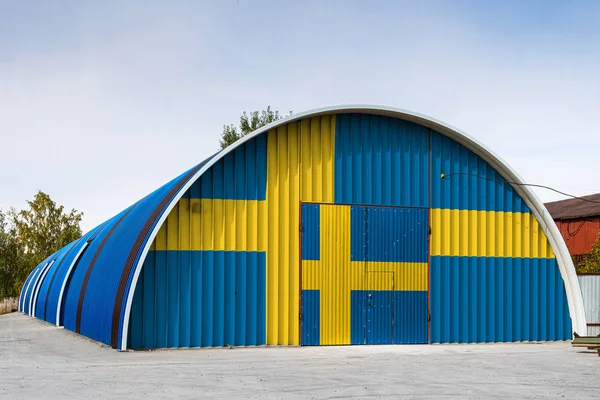 Svéd Nemzeti Zászló Közelsége — Stock Fotó