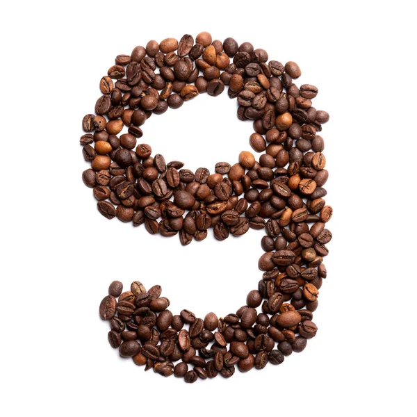 Arabic Numeral Freshly Roasted Cocoa Beans White Isolated Background Coffee Stock Picture