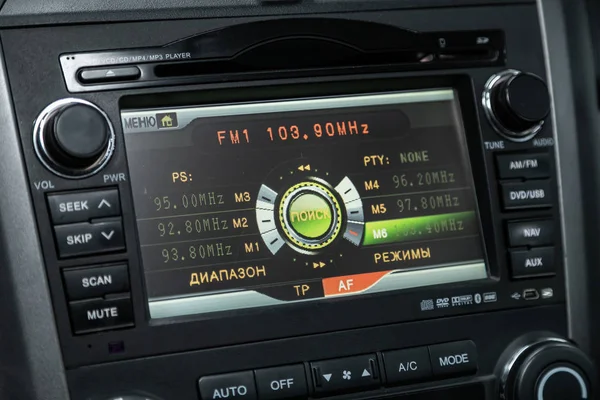 Novosibirsk Russia October 2019 Honda Close Dashboard Information Temperature Radio — Stock Photo, Image