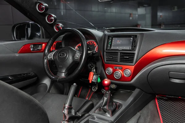 Novosibirsk Russia October 2019 Subaru Impreza Luxury Car Interior Steering — Stock Photo, Image