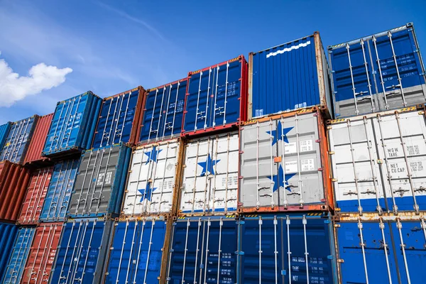Nationale Vlag Van Honduras Een Groot Aantal Metalen Containers Voor — Stockfoto