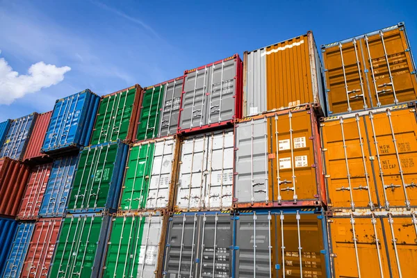 National Flag Ireland Large Number Metal Containers Storing Goods Stacked — Stock Photo, Image