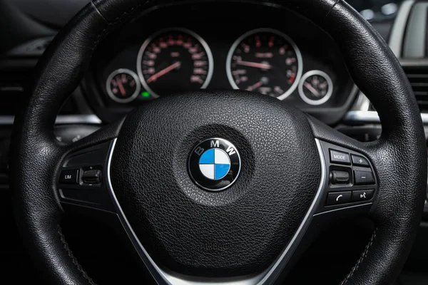 Novosibirsk Rusia Noviembre 2019 Bmw Series Black Luxury Car Interior —  Fotos de Stock