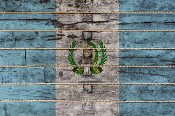 Bandera Nacional Guatemala Sobre Fondo Pared Madera Concepto Orgullo Nacional — Foto de Stock
