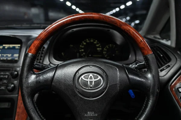 Novosibirsk Rusia Oktober 2019 Toyota Harrier Black Car Interior Dashboard — Stok Foto