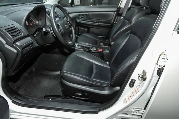 Novosibirsk Russia October 2019 Subaru Luxury Car Interior Steering Wheel — Stock Photo, Image