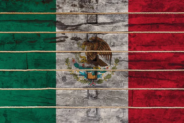 Bandera Nacional México Sobre Fondo Pared Madera Concepto Orgullo Nacional —  Fotos de Stock
