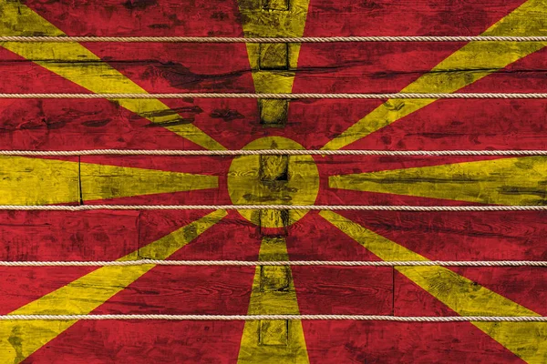 Bandeira Nacional Macedônia Fundo Parede Madeira Conceito Orgulho Nacional Símbolo — Fotografia de Stock