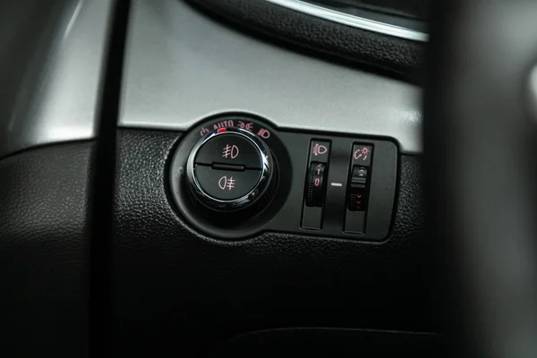 Новосибірськ Росія Грудня 2019 Opel Mokka Close Headlight Setting Buttons — стокове фото