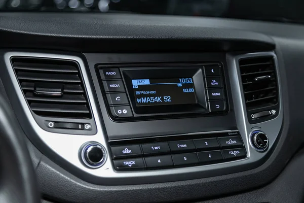 Novosibirsk Rusland Oktober 2019 Hyundai Tucson Audio Stereo Installatie Bedieningspaneel — Stockfoto