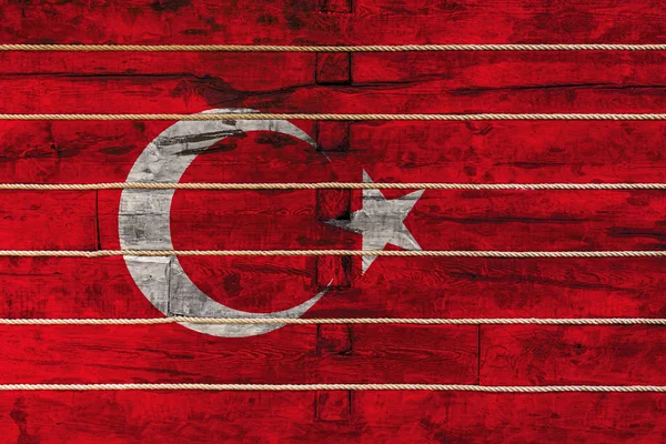Nationalflagge Der Türkei Auf Einem Hölzernen Wandhintergrund Das Konzept Des — Stockfoto