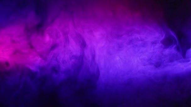 Purple Pink Blue Smoke Swirls Changes Color Black Isolated Background — Stock Video