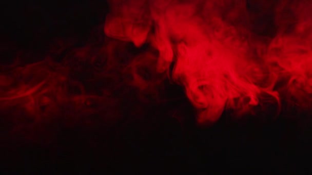 Red Smoke Swirls Changes Color Black Isolated Background Cloud Smoke — 비디오