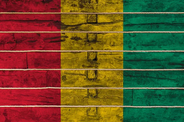 Bandera Nacional Guinea Sobre Fondo Pared Madera Concepto Orgullo Nacional — Foto de Stock