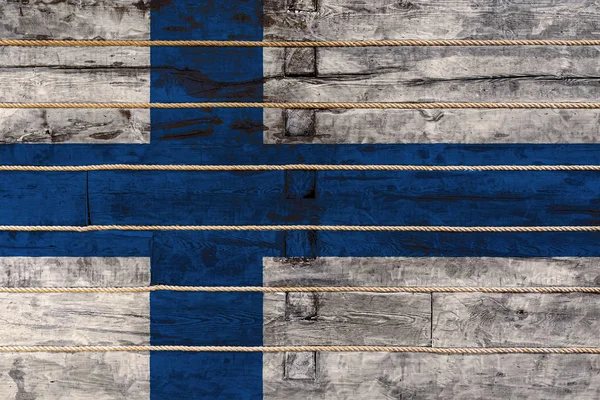 National Flag Finland Wooden Wall Background Concept National Pride Symbol — Stock Photo, Image