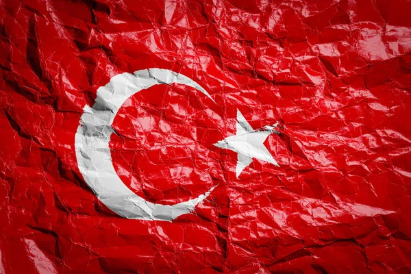 Kırışmış Kağıt Üzerinde Türkiye Nin Ulusal Bayrağı Çarşafa Bayrak Basılmış — Stok fotoğraf