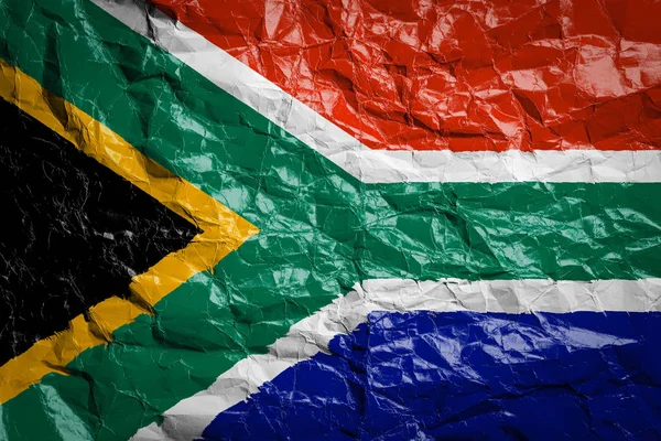 Sydafrikas Flagga Skrynkligt Papper Flagga Tryckt Ett Ark Flaggbild För — Stockfoto