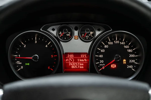 Novosibirsk Russia November 2019 Ford Kuga Close Dashboard Speedometer Tachometer — Stock Photo, Image