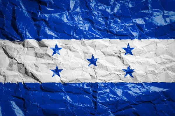Εθνική Σημαία Της Ονδούρας Τσαλακωμένο Χαρτί Σημαία Τυπωμένη Σεντόνι Εικόνα — Φωτογραφία Αρχείου