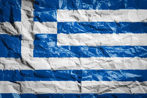Εθνική Σημαία Της Ελλάδας Τσαλακωμένο Χαρτί Σημαία Τυπωμένη Σεντόνι Εικόνα — Φωτογραφία Αρχείου