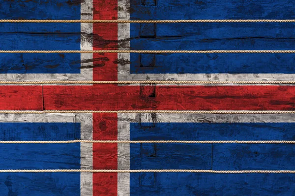 National Flag Iceland Wooden Wall Background Concept National Pride Symbol — 스톡 사진