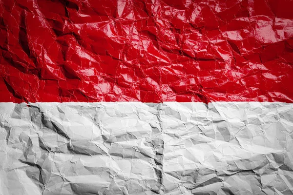 Bendera Nasional Indonesia Pada Kertas Kusut Bendera Dicetak Pada Lembar — Stok Foto