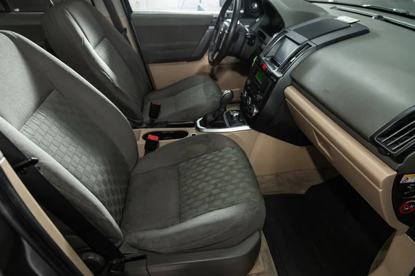 Novosibirsk Rusia Noviembre 2019 Land Rover Freelander Luxury Car Interior —  Fotos de Stock