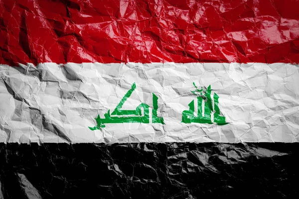 Nationale Vlag Van Irak Verkreukeld Papier Vlag Gedrukt Een Vel — Stockfoto