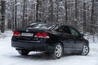 Novosibirsk, Rusya 17 Aralık 2019: Honda Civic