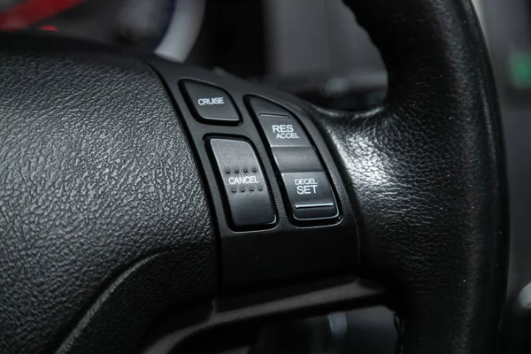 Novosibirsk Russia November 2019 Honda New Black Steering Wheel Multifunction — 스톡 사진