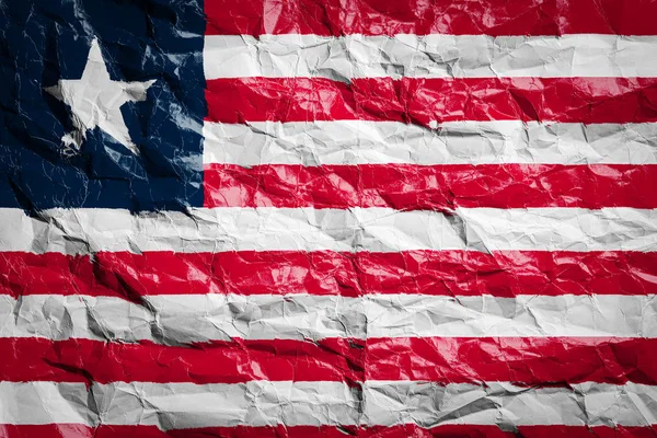 Nationalflagge Liberias Auf Zerknittertem Papier Flagge Auf Einem Blatt Gedruckt — Stockfoto